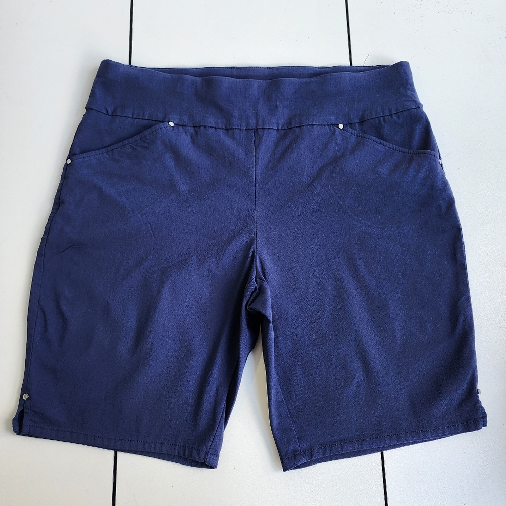 I.n.c. International Concepts Women's Pull-on Shorts Stretch Navy Blue Sz  12